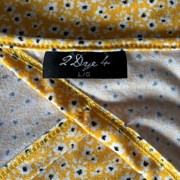 2 Dye 4 Yellow floral print summer dress with keyhole cut out back size L - Picture 12 of 14